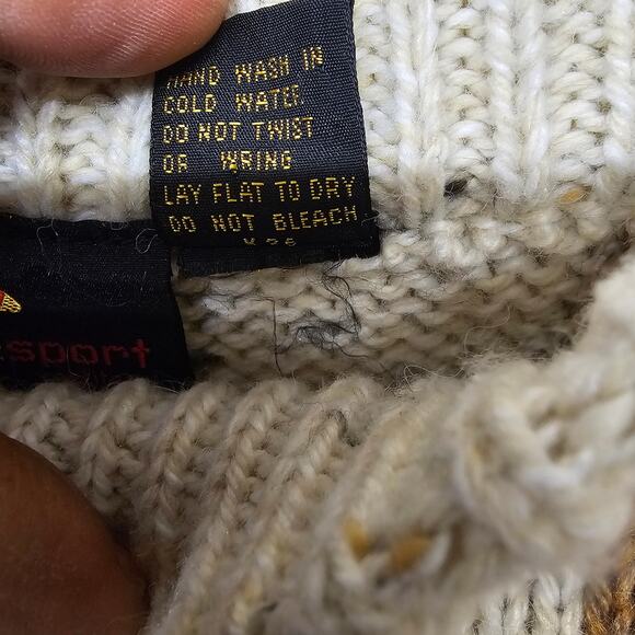 Vtg 90s Lizsport Womens Sz P Knit Boat Neck Pullover Striped‎ Sweater Wool Blend - Picture 5 of 6